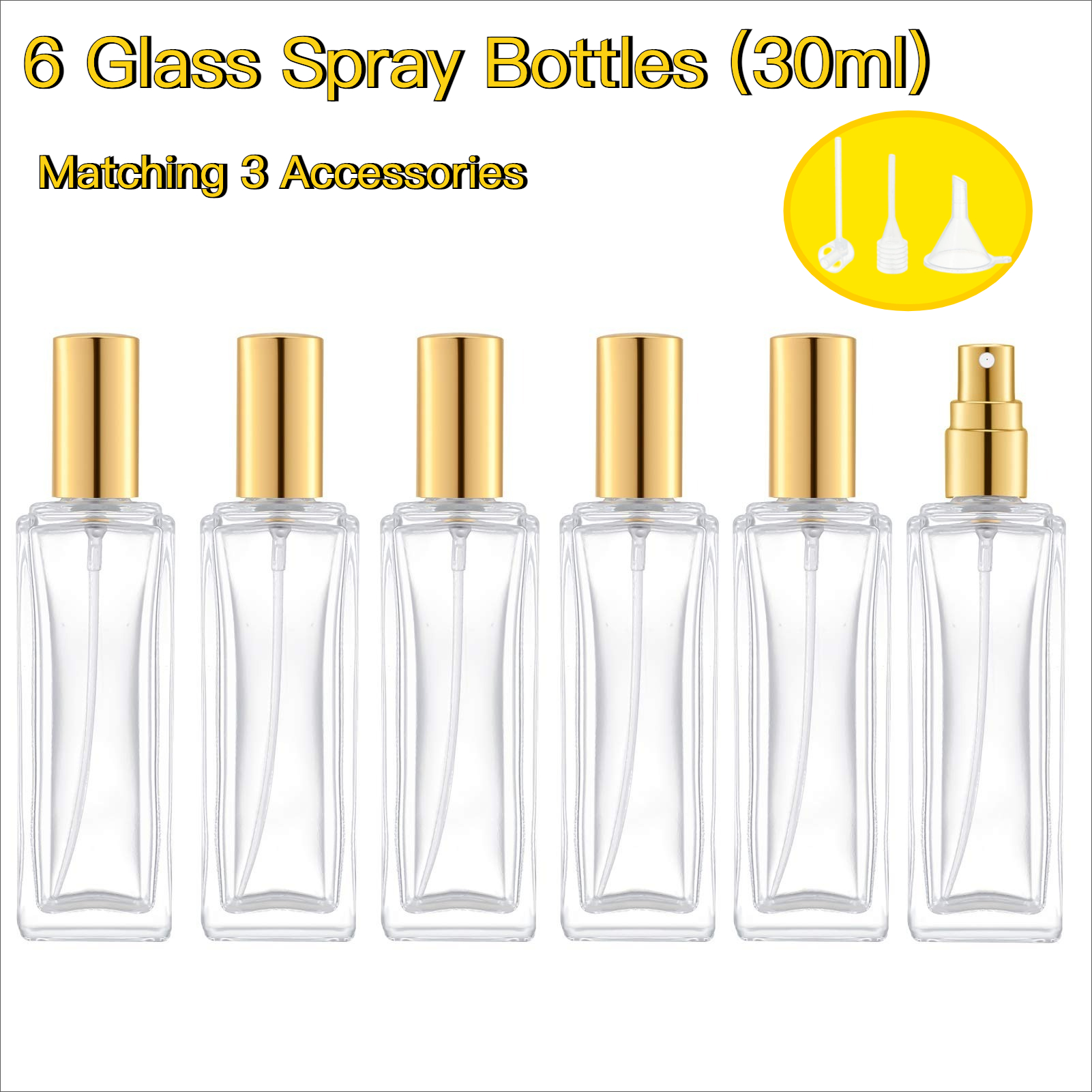 Fragrance Perfume Box - 6pcs 유리 향수병 30ML 빈 사각형
